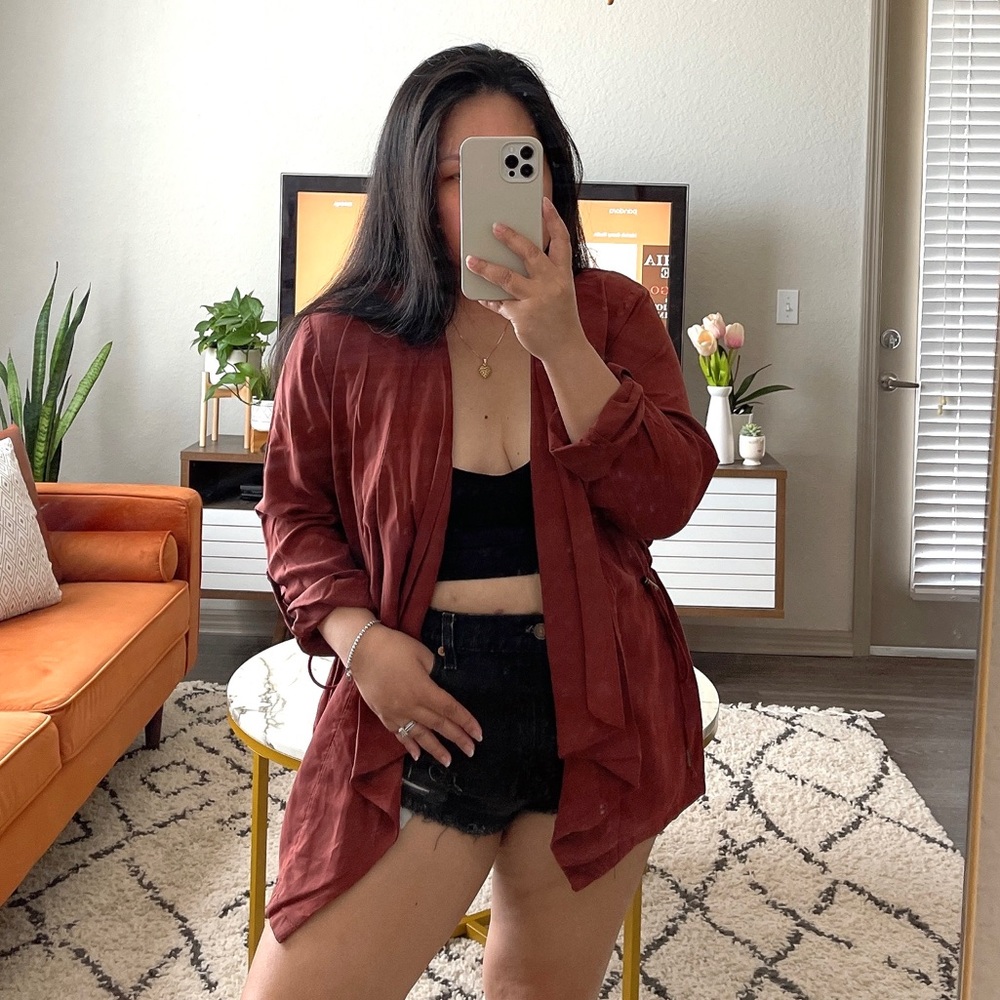 Sanctuary Rust Roll Tab Waterfall Trench Jacket